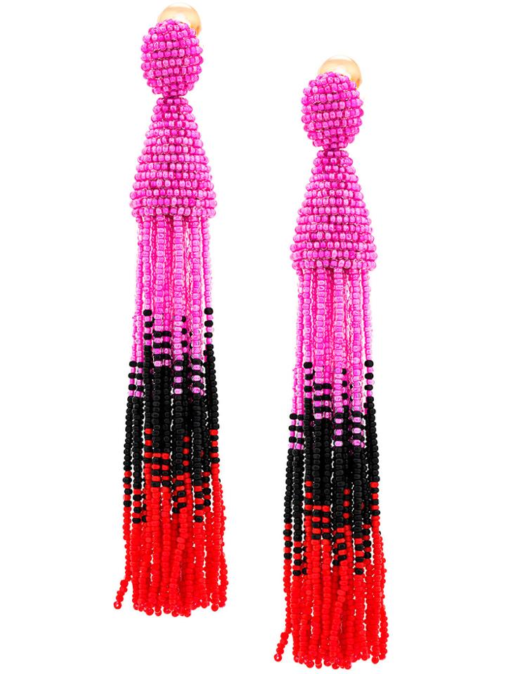 Oscar De La Renta Beaded Tassel Earrings - Multicolour