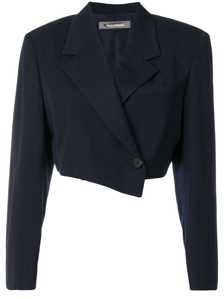 Issey Miyake Vintage Asymmetric Wrap Front Cropped Jacket - Blue