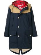 Woolrich Contrast Panel Parka Coat - Blue