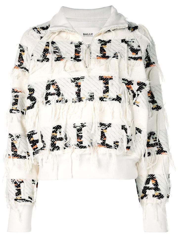 Bally Jacquard Zipped Jumper - White