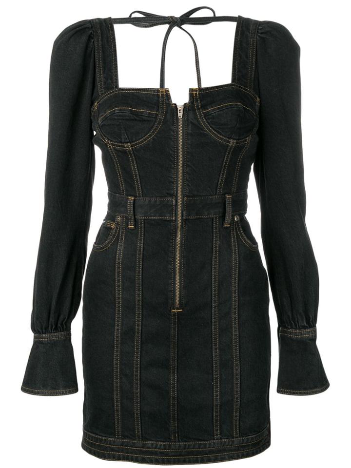 Self-portrait Denim Bustier Mini Dress - Black