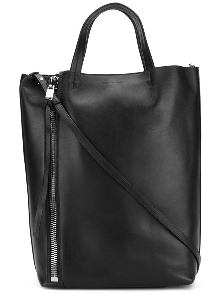 Elena Ghisellini - Side Zip Tote Bag - Women - Leather - One Size, Women's, Black, Leather