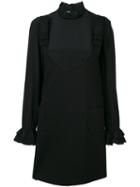 Twin-set - Frilled Neck Layered Dress - Women - Polyamide/spandex/elastane/viscose - 46, Black, Polyamide/spandex/elastane/viscose