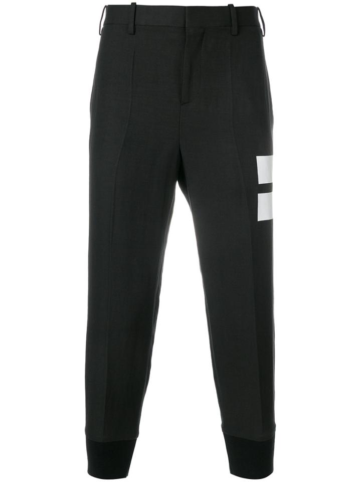 Neil Barrett Techno Cuffed Taped Trousers - Black