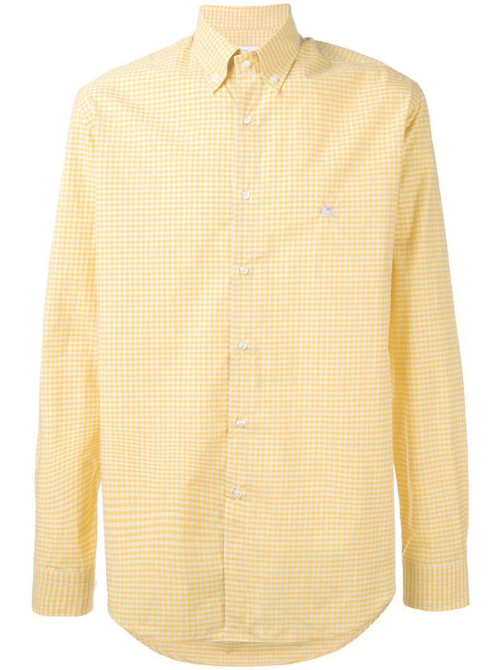 Etro - Checked Shirt - Men - Cotton - 41, Yellow/orange, Cotton