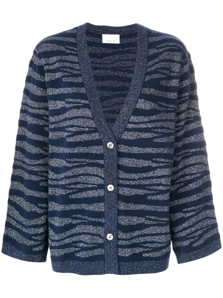 Allude Tonal Zebra Pattern Cardigan - Blue