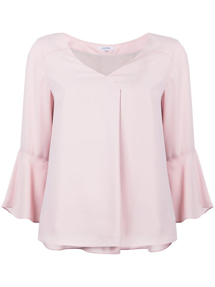 Guild Prime - Flute Sleeve Blouse - Women - Polyester - 34, Pink/purple, Polyester