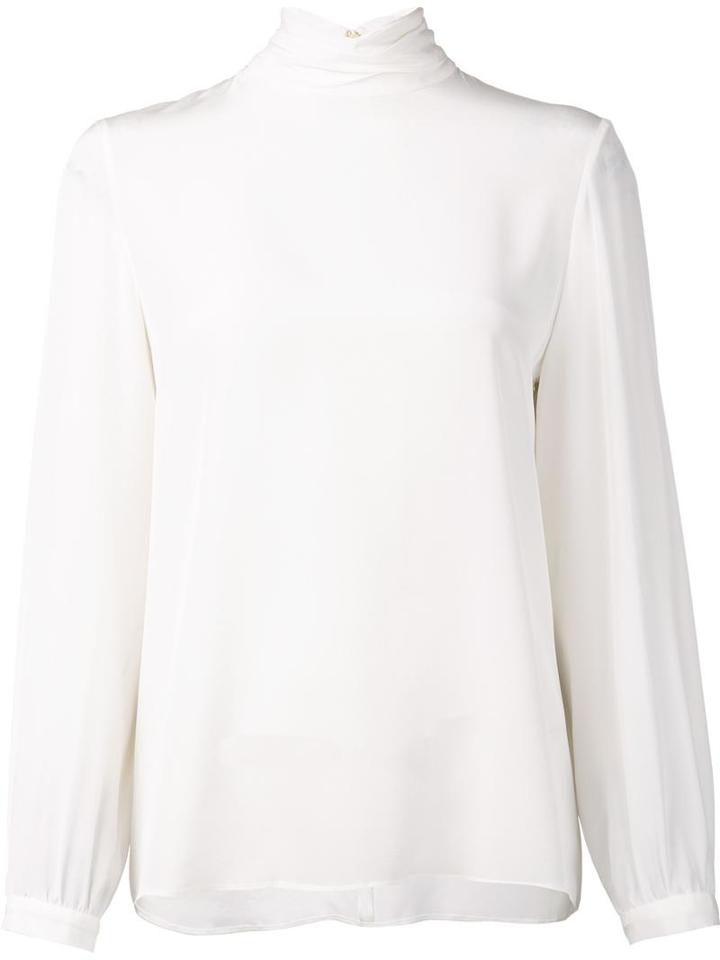 Vanessa Seward Roll Neck Blouse, Women's, Size: 38, White, Silk