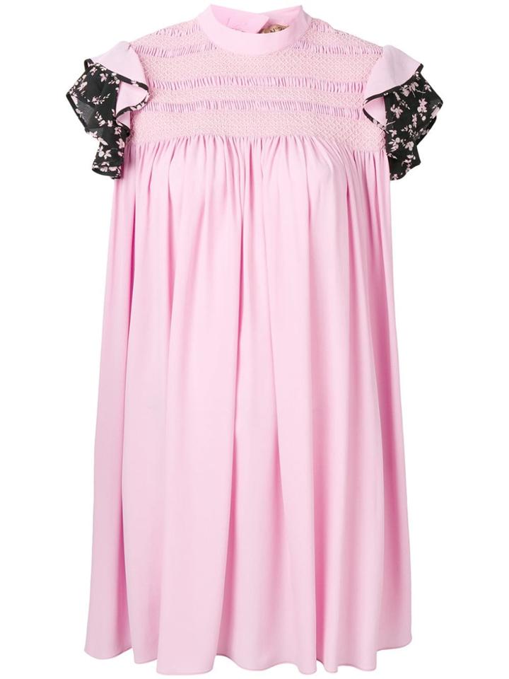 No21 Contrast Sleeves Crepe Dress - Pink