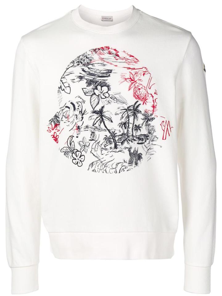 Moncler Embroidered Logo Sweatshirt - White