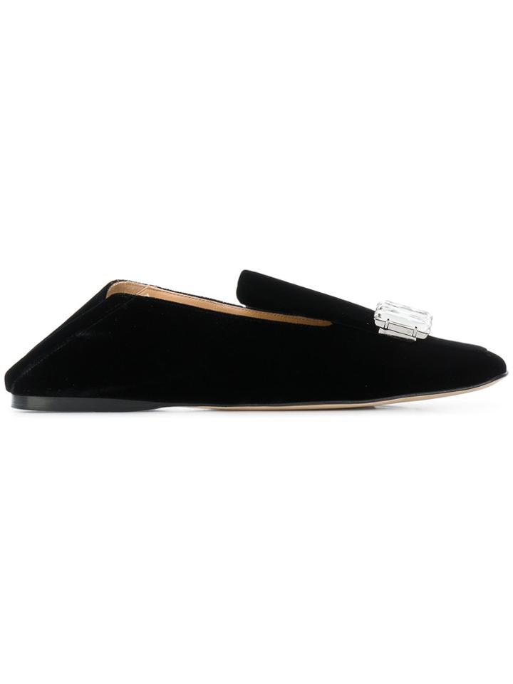 Sergio Rossi Crystal Jewelled Loafers - Black