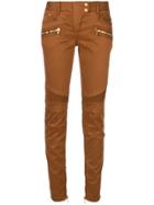 Balmain Slim-fit Biker Style Trousers - Brown