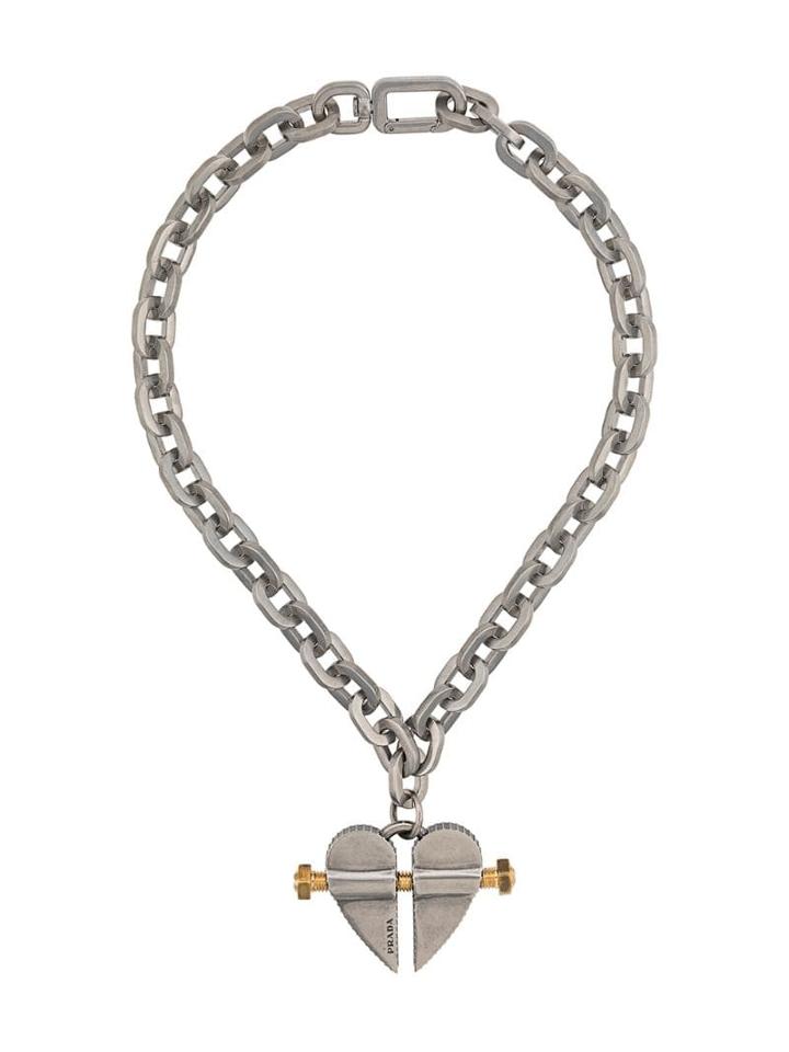 Prada Heart Screw Necklace - Silver