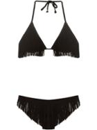 Amir Slama - Fringed Halterneck Bikini Set - Women - Polyamide/spandex/elastane - P, Black, Polyamide/spandex/elastane