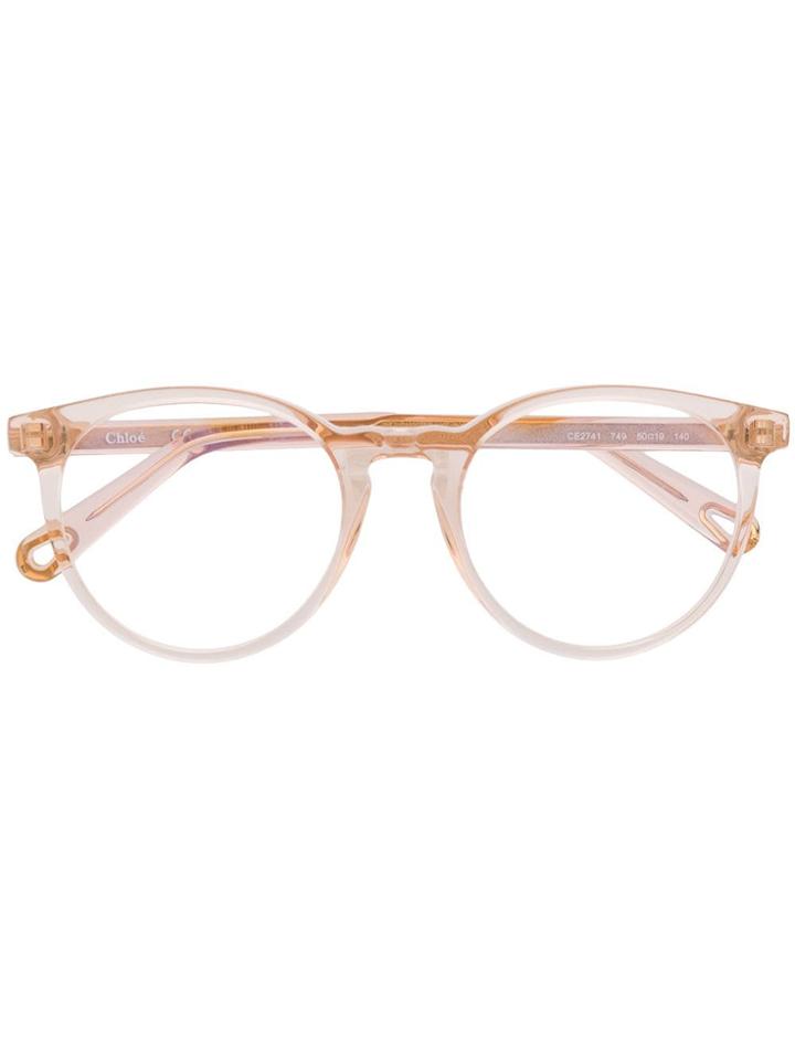 Chloé Eyewear Clear Round Frame Glasses - Neutrals
