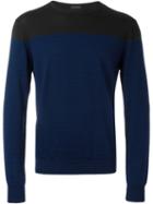 Z Zegna Striped Sweater, Men's, Size: L, Blue, Cotton