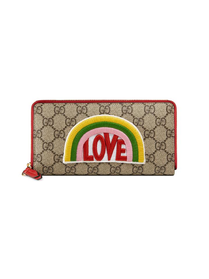 Gucci Rainbow Soft Gg Supreme Zip Around Wallet - Nude & Neutrals