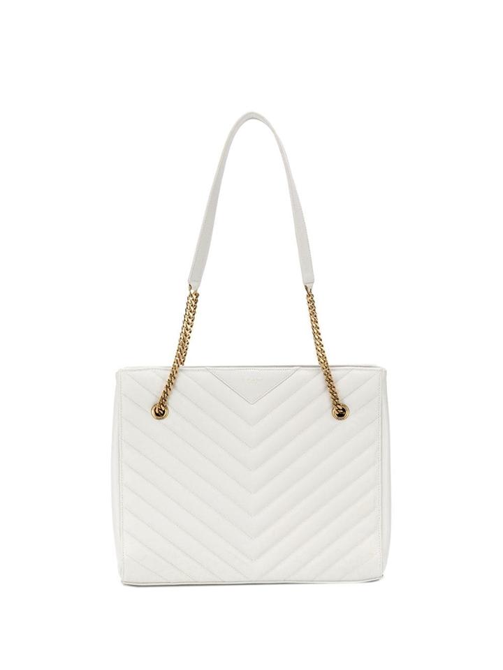 Saint Laurent Quilted Shoulder Bag - White