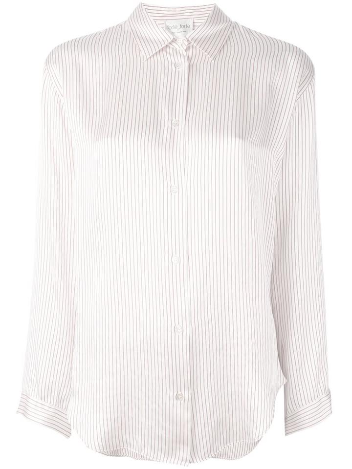 Forte Forte Pinstriped Button Down Shirt, Women's, Size: 0, Nude/neutrals, Silk