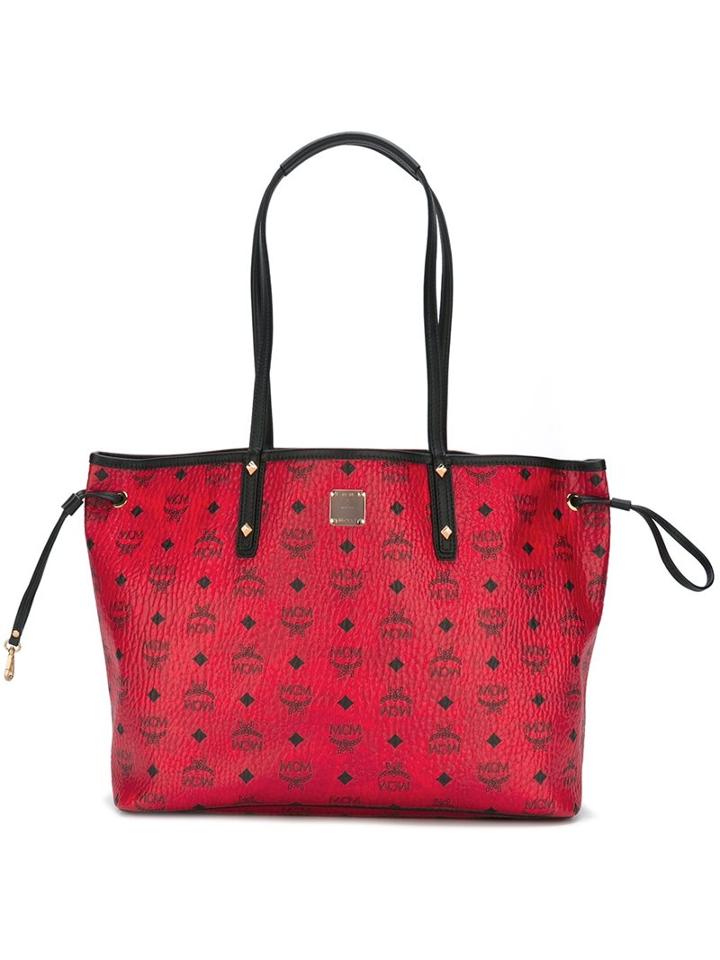 Mcm Logo Print Shoulder Bag, Women's, Red