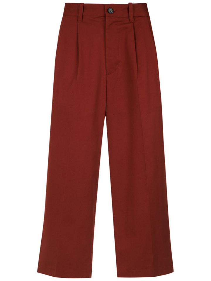 À La Garçonne Straight Cropped Trousers - Red