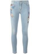 Ermanno Scervino Floral Patch Skinny Jeans, Women's, Size: 44, Blue, Cotton/polyester