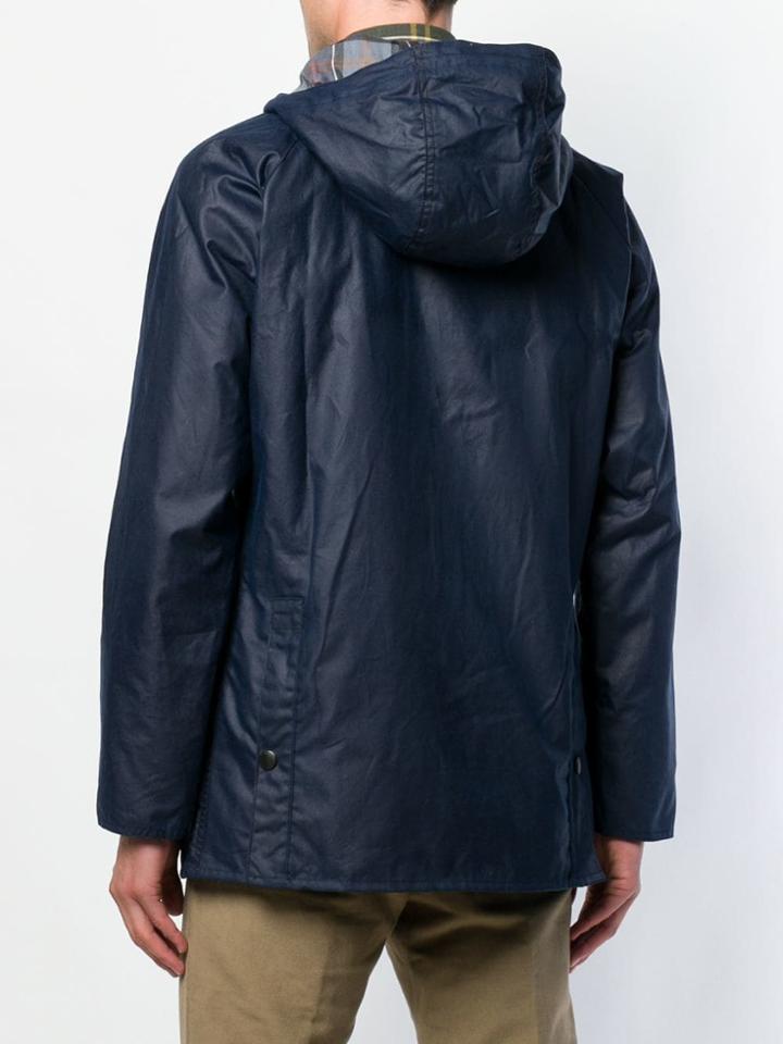Barbour Beadle Hooded Wax Jacket - Blue