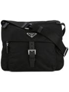 Prada Logo Plaque Cross Body Bag - Black