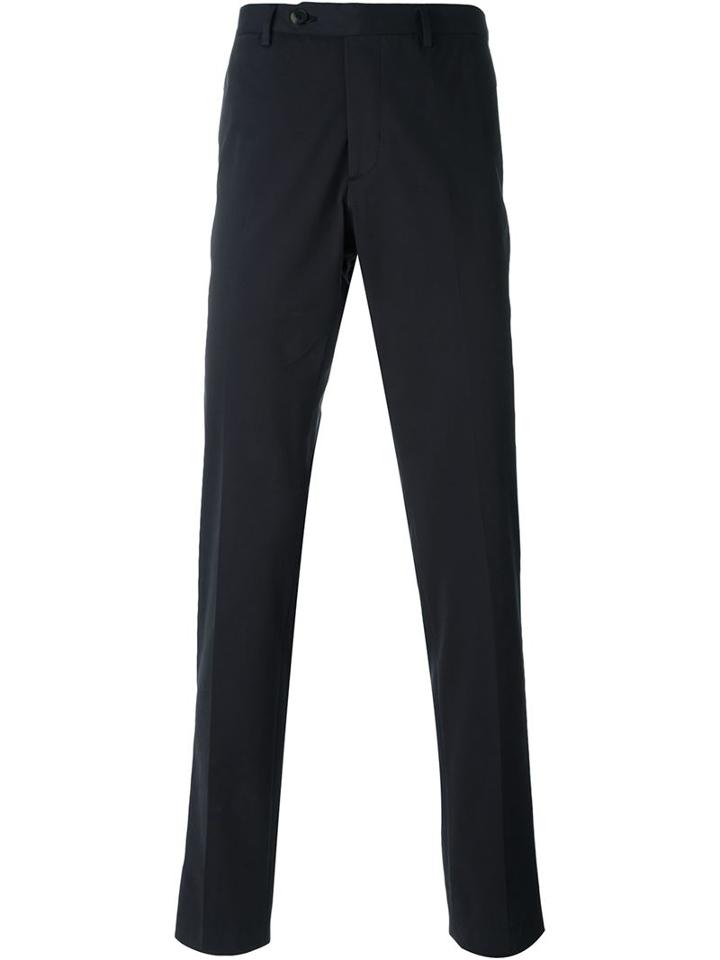 Salvatore Ferragamo Straight Leg Trousers, Men's, Size: 52, Blue, Cotton/spandex/elastane