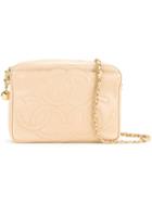 Chanel Vintage Embossed Logo Shoulder Bag, Women's, Brown
