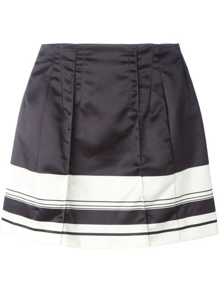 Pt01 Stripe Pleated Skirt, Women's, Size: 40, Black, Polyester/polyamide