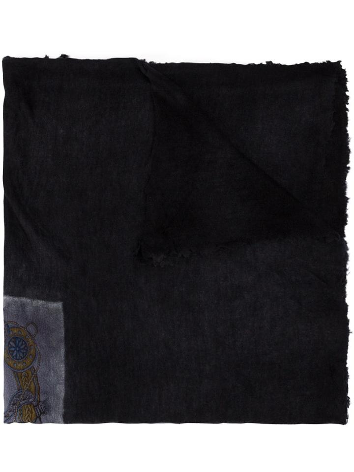Avant Toi Large Printed Scarf - Black