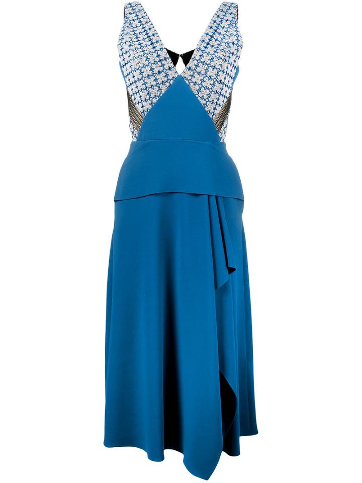 Roland Mouret - Kao Dress - Women - Silk/polyester/spandex/elastane/viscose - 12, Blue, Silk/polyester/spandex/elastane/viscose