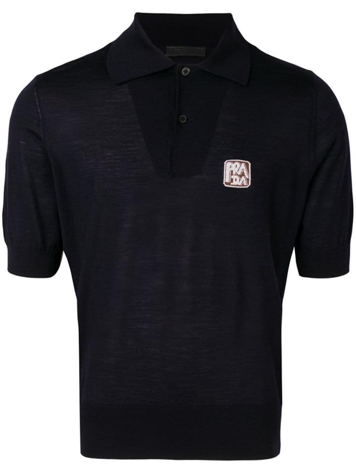 Prada Small Logo Polo Shirt - Blue