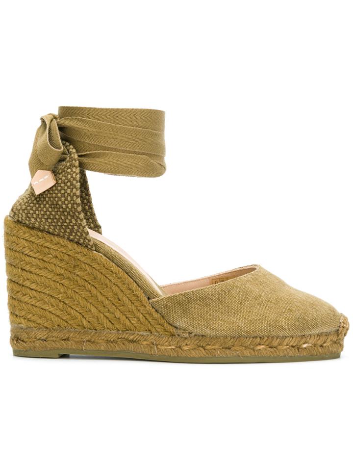 Castañer Lace-up Espadrille Wedges - Green