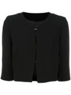 Alberta Ferretti Three-quarters Sleeve Cropped Jacket, Women's, Size: 42, Black, Acetate/rayon
