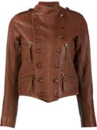 Faith Connexion Double Breasted Leather Jacket, Women's, Size: 36, Brown, Goat Skin/polyester