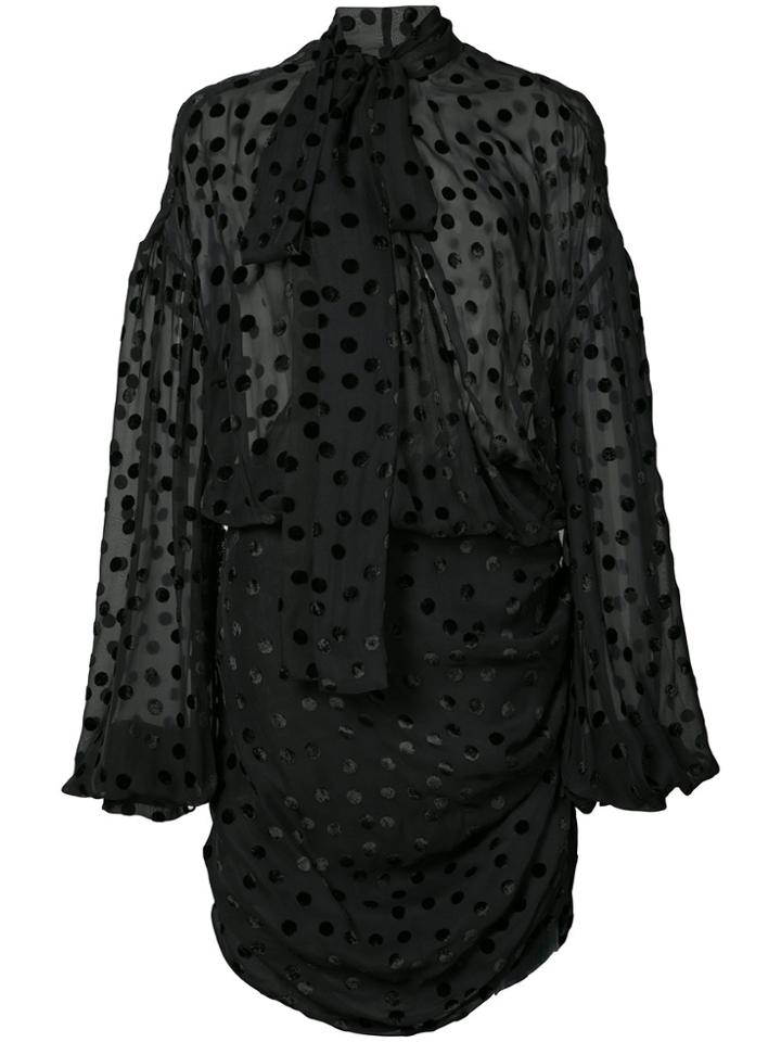 Magda Butrym Pussy-bow Polka-dot Dress - Black
