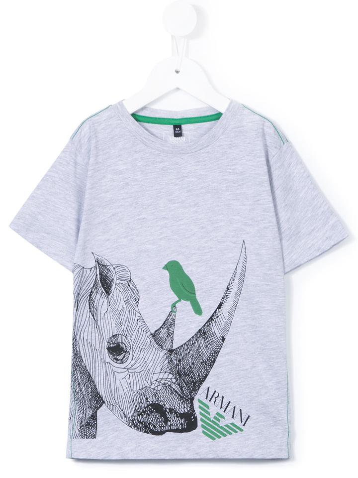 Armani Junior Rhino Print T-shirt, Boy's, Size: 6 Yrs, Grey