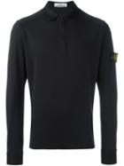 Stone Island Long Sleeve Polo Shirt, Men's, Size: Small, Black, Cotton