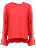 Nk Ruched Long Sleeves Blouse - Red