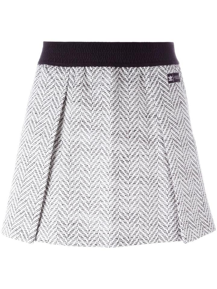 Adidas Herringbone Pleated Skirt, Women's, Size: 42, Black, Polyester