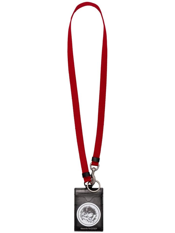 Alexander Mcqueen Black And Red Skull Print Chain Cardholder