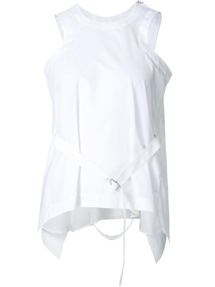 Sacai Tie Waist Tank Top, Women's, Size: 3, White, Cupro/polyester/cotton