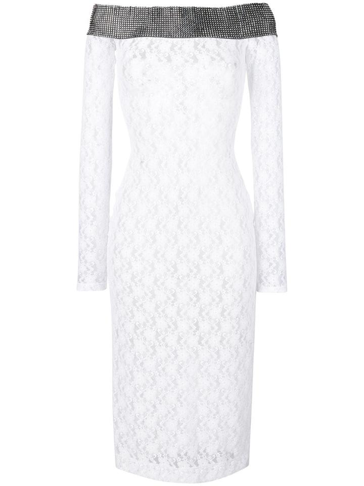 Christopher Kane Stretch Lace Crystal Dress - White