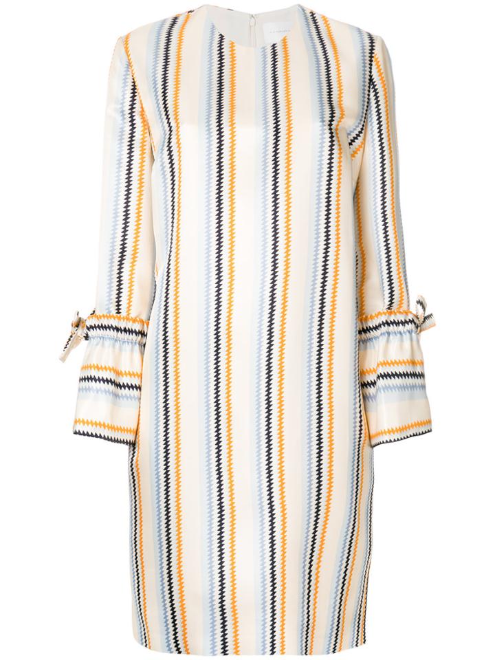 Victoria Victoria Beckham Zig Zag Striped Shift Dress - Nude &