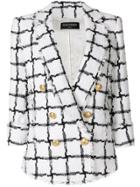 Balmain Checked Double-breasted Jacket - White