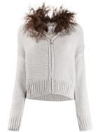 Fabiana Filippi Feather-embellished Cardigan - Grey
