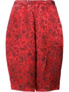 Comme Des Garçons Comme Des Garçons Jacquard Cropped Trousers, Women's, Size: Xs, Red, Polyester/rayon