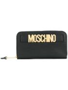 Moschino Logo Plaque Zip Around Wallet - Black